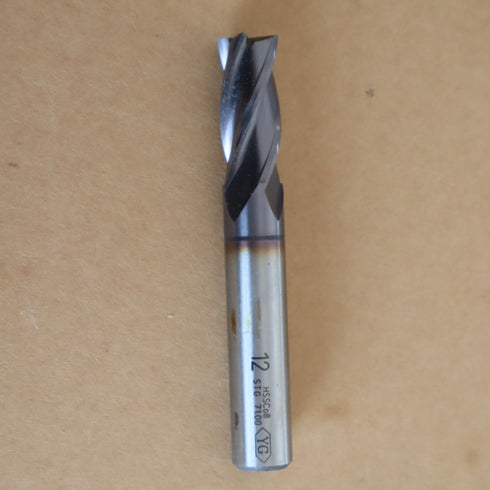 Finish Cobalt End Mill Φ12 TIN Coated Short 3F, YG